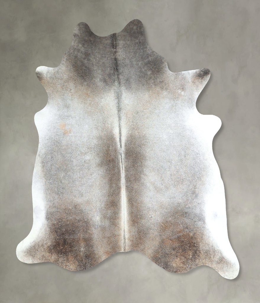 Grey with Beige Large Brazilian Cowhide Rug 6'4"H x 6'3"W #A48142 by Hudson Hides