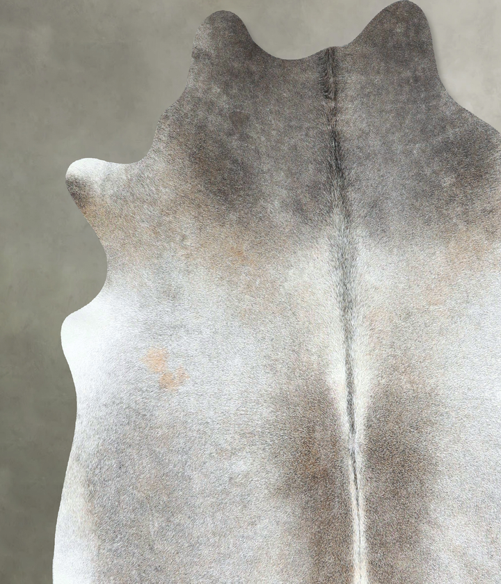 Grey with Beige Large Brazilian Cowhide Rug 6'4"H x 6'3"W #A48142 by Hudson Hides