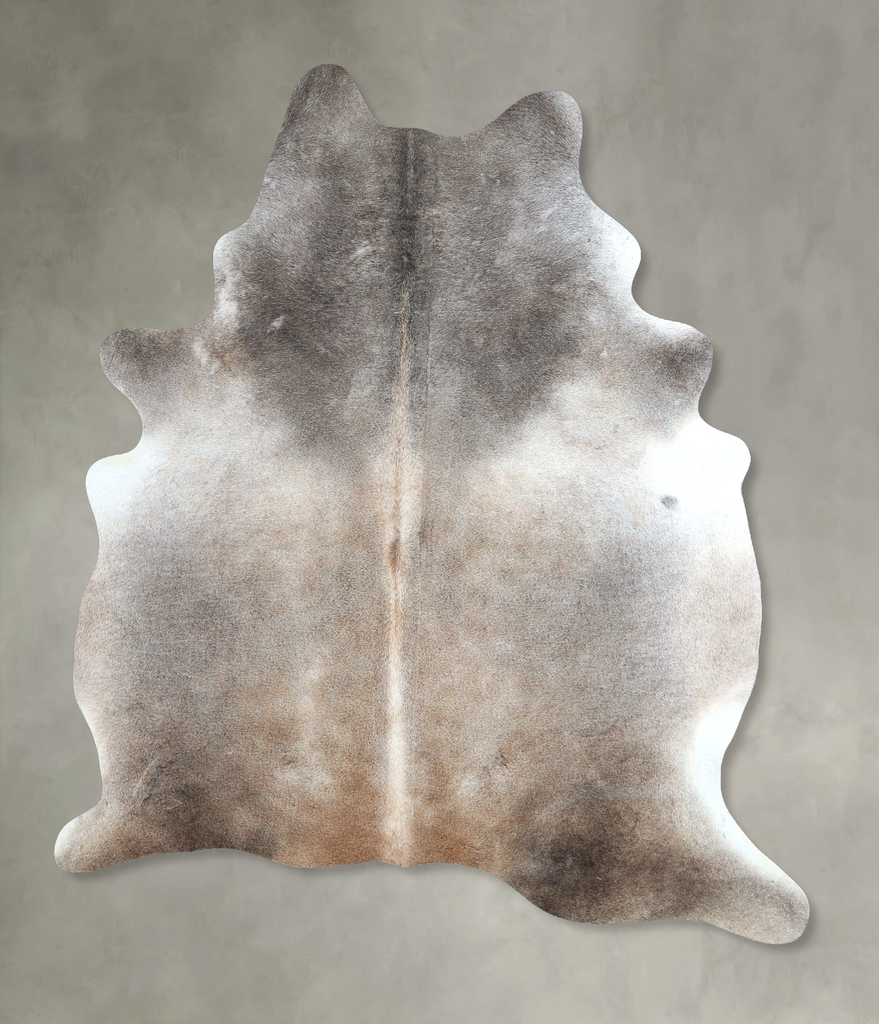 Grey with Beige Large Brazilian Cowhide Rug 7'1"H x 5'6"W #A48174 by Hudson Hides