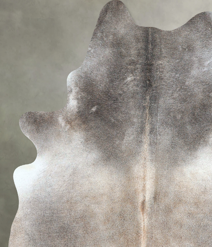 Grey with Beige Large Brazilian Cowhide Rug 7'1"H x 5'6"W #A48174 by Hudson Hides