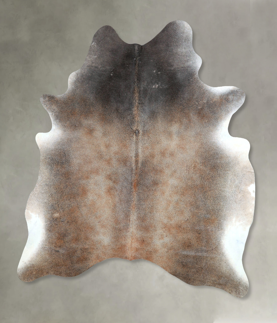 Grey with Beige Large Brazilian Cowhide Rug 6'10"H x 5'10"W #A48176 by