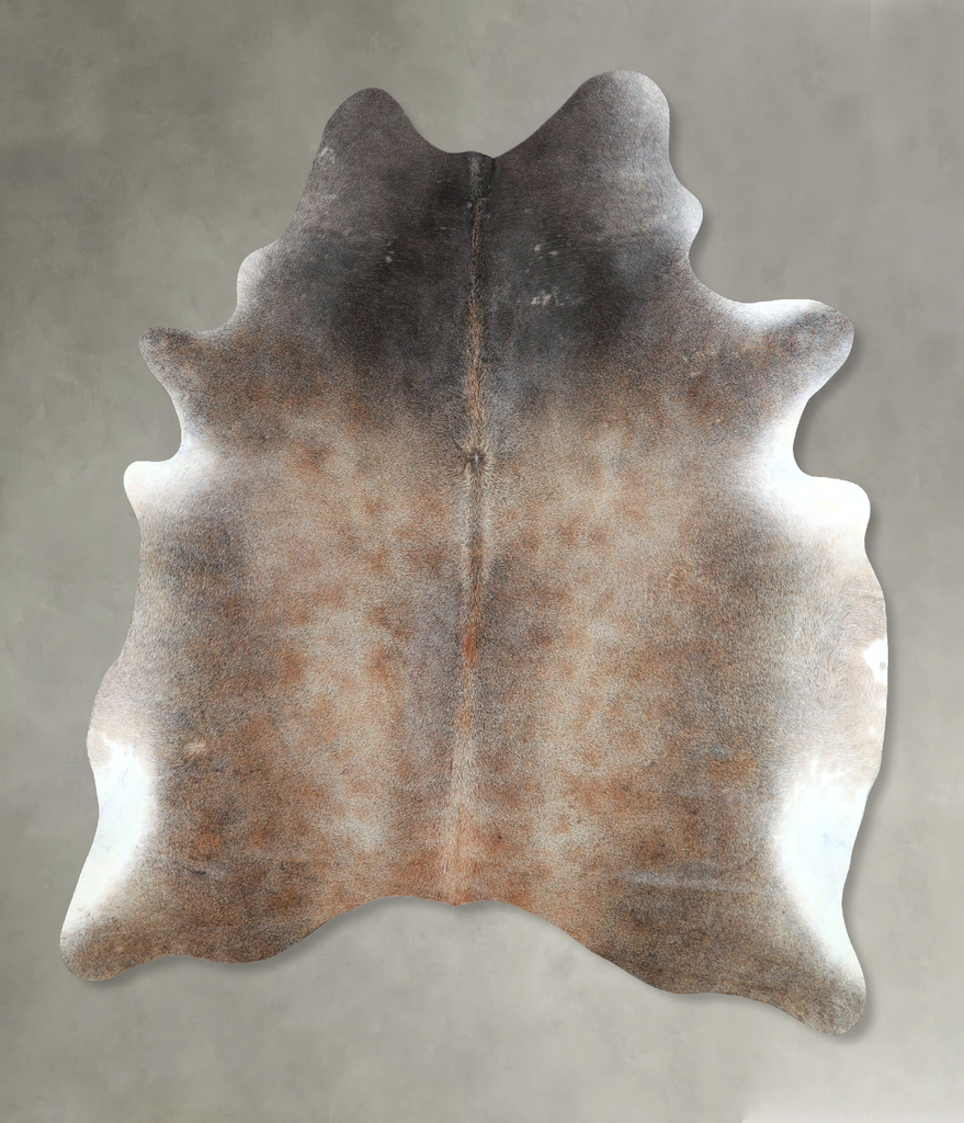 Grey with Beige Large Brazilian Cowhide Rug 6'10"H x 5'10"W #A48176 by Hudson Hides