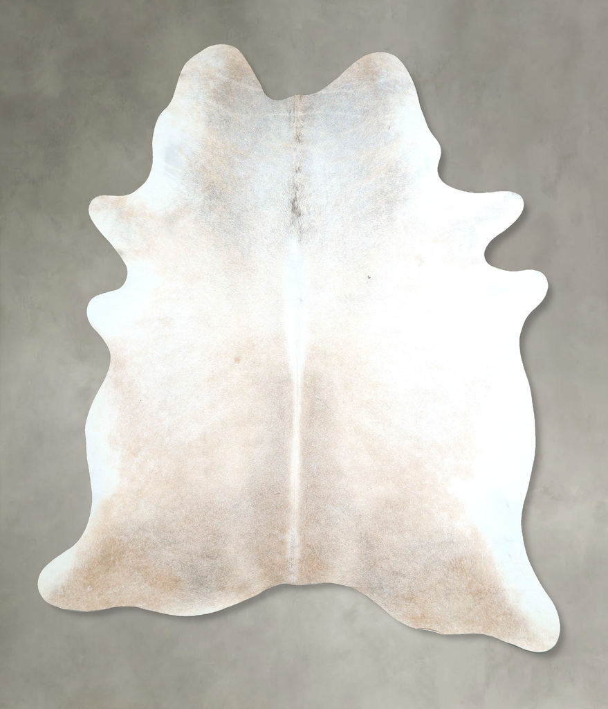 Ivory with Beige X-Large Brazilian Cowhide Rug 7'8"H x 6'5"W #A48205 by Hudson Hides