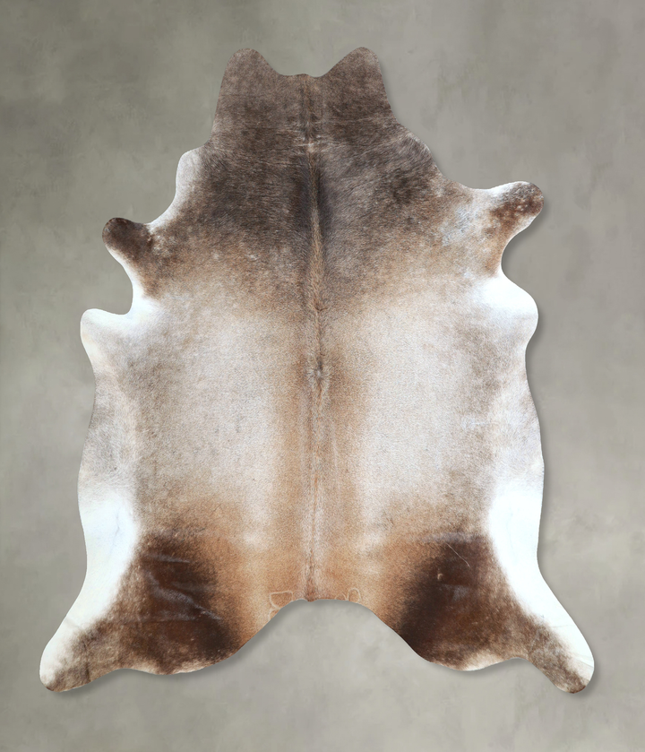 Grey with Beige X-Large Brazilian Cowhide Rug 7'0"H x 6'11"W #A48213 by Hudson Hides