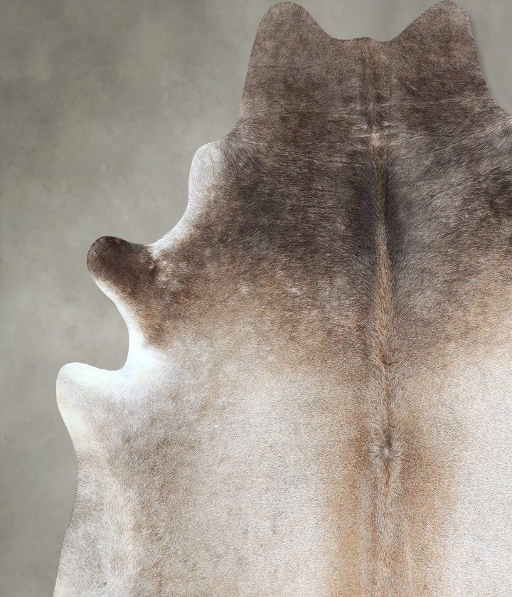 Grey with Beige X-Large Brazilian Cowhide Rug 7'0"H x 6'11"W #A48213 by Hudson Hides