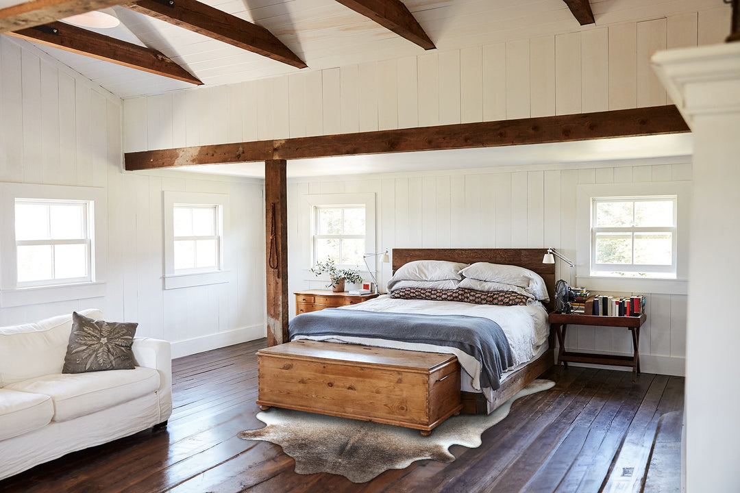 Grey with Beige X-Large Brazilian Cowhide Rug 7'0"H x 6'11"W #A48213 b