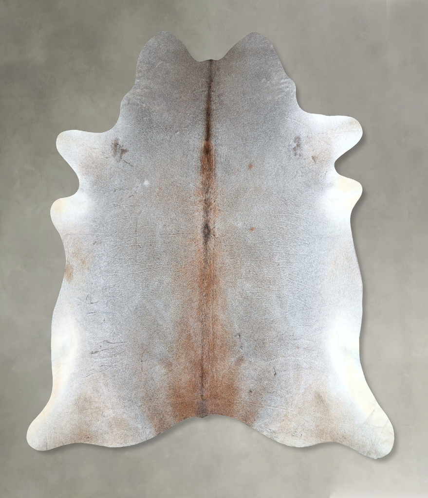 Grey with Beige XX-Large Brazilian Cowhide Rug 7'6"H x 6'11"W #A48217 by Hudson Hides