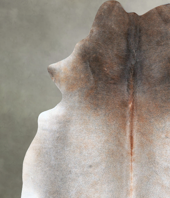 Grey with Beige X-Large Brazilian Cowhide Rug 7'8"H x 6'4"W #A48246 by Hudson Hides