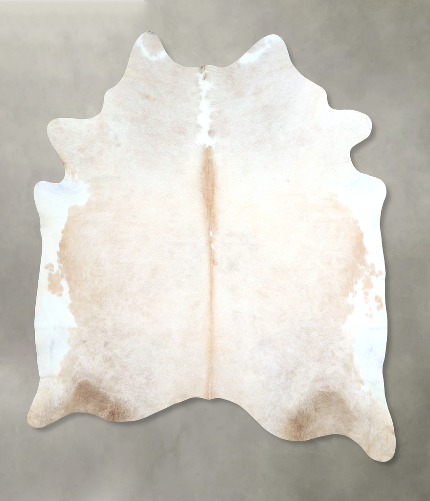 Ivory with Beige XX-Large Brazilian Cowhide Rug 7'10"H x 6'11"W #A48250 by Hudson Hides