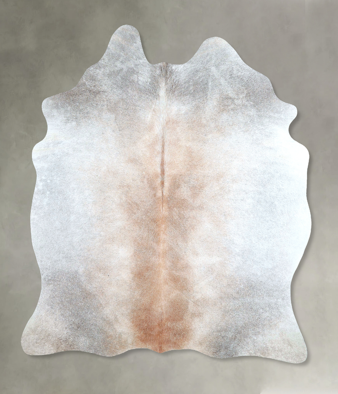 Grey with Beige Large Brazilian Cowhide Rug 6'1"H x 5'2"W #A48253 by H