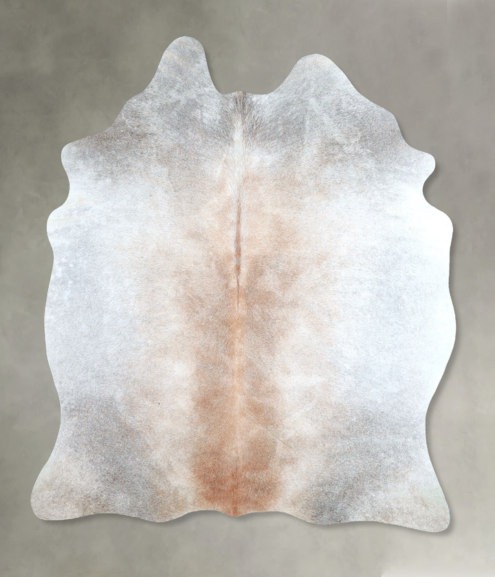 Grey with Beige Large Brazilian Cowhide Rug 6'1"H x 5'2"W #A48253 by Hudson Hides