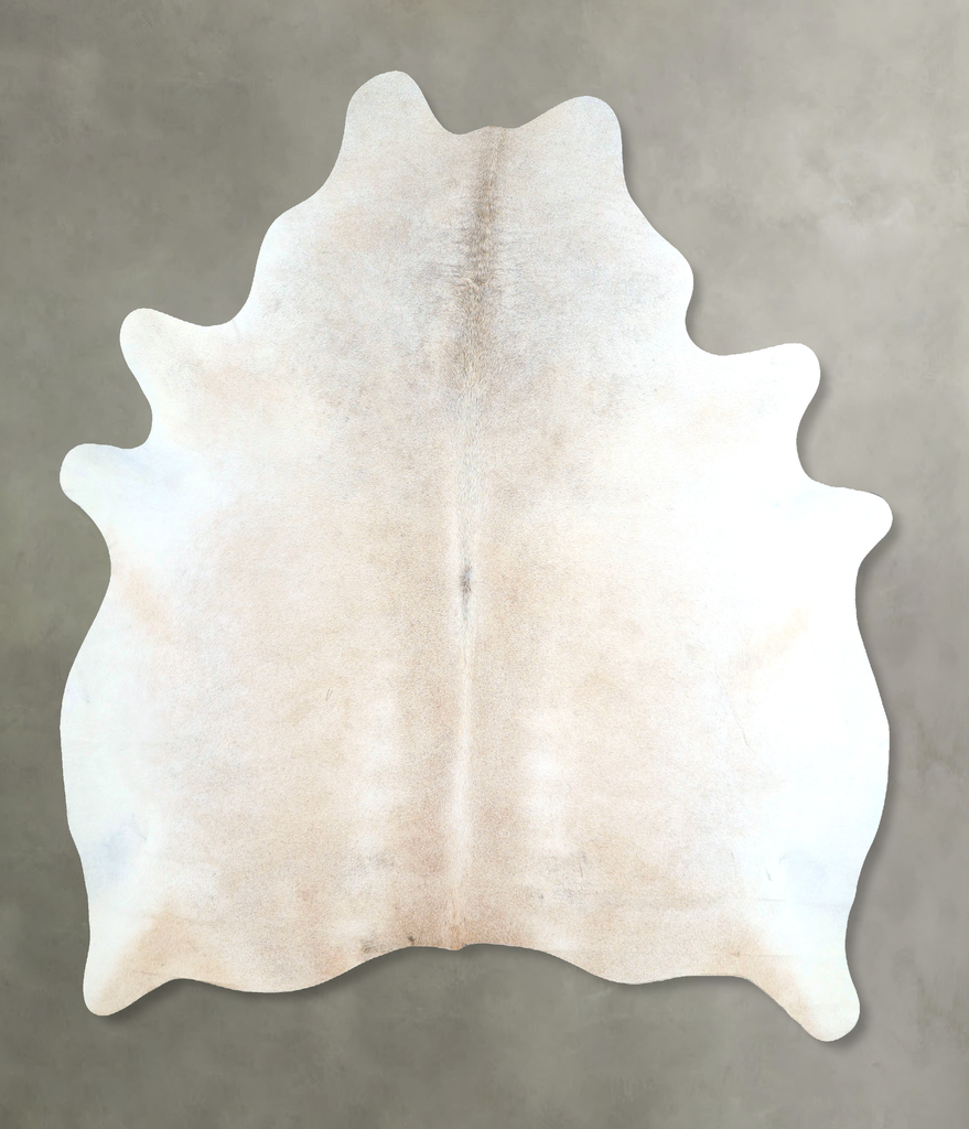 Ivory with Beige X-Large Brazilian Cowhide Rug 7'3"H x 6'5"W #A48261 by Hudson Hides