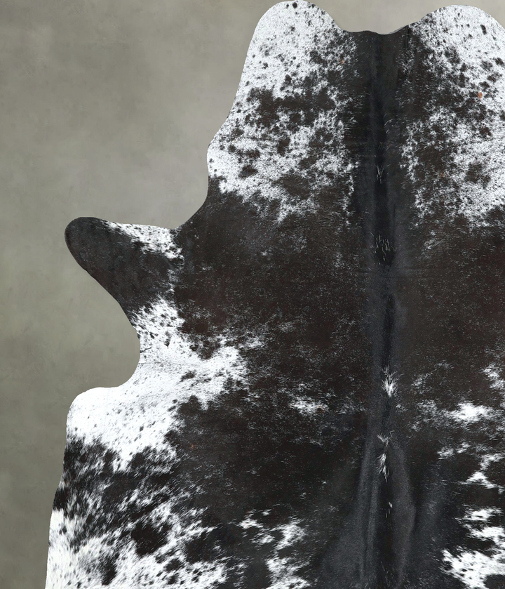 Salt and Pepper Black X-Large Brazilian Cowhide Rug 7'1"H x 6'0"W #A48296 by Hudson Hides