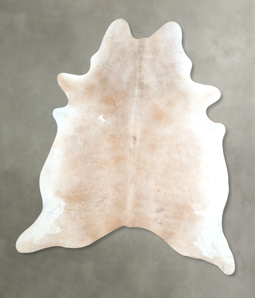 Ivory with Beige XX-Large Brazilian Cowhide Rug 7'8"H x 6'10"W #A48302 by Hudson Hides