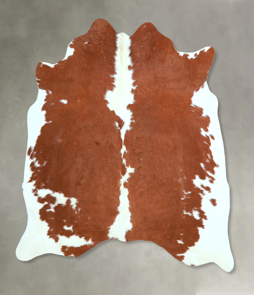Brown and White Large Brazilian Cowhide Rug 5'11"H x 5'8"W #A48331 by Hudson Hides