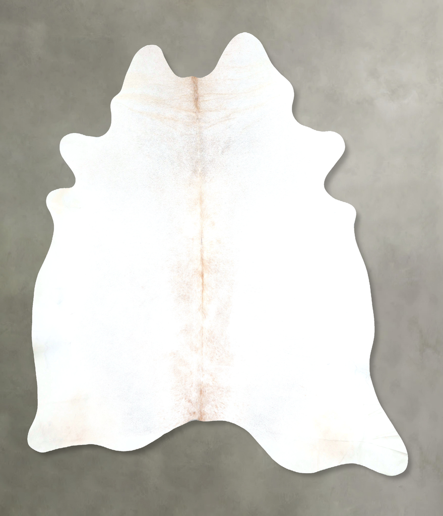 Ivory with Beige X-Large Brazilian Cowhide Rug 7'0"H x 6'6"W #A48337 by Hudson Hides