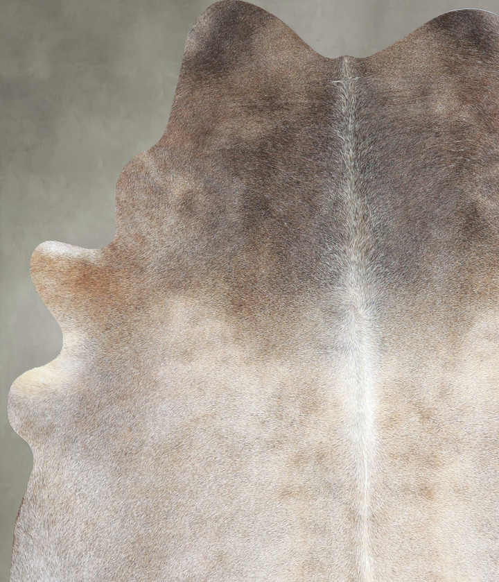 Grey with Beige X-Large Brazilian Cowhide Rug 7'2"H x 6'2"W #A48344 by Hudson Hides