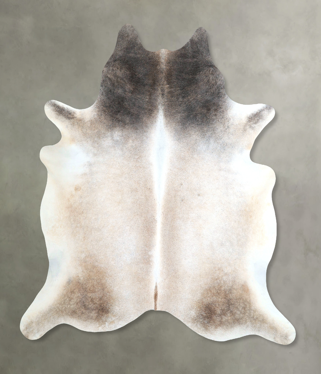 Grey with Beige X-Large Brazilian Cowhide Rug 7'2"H x 6'4"W #A48367 by