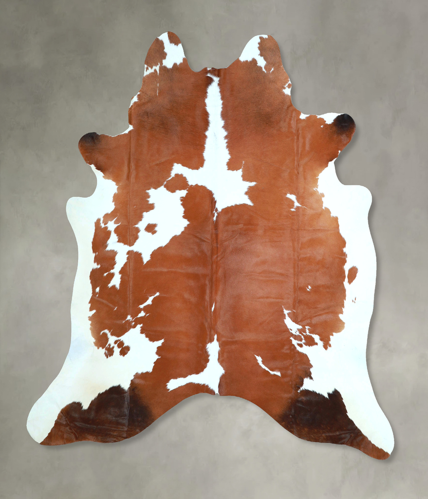 Brown and White Large Brazilian Cowhide Rug 6'5"H x 6'1"W #A48368 by Hudson Hides