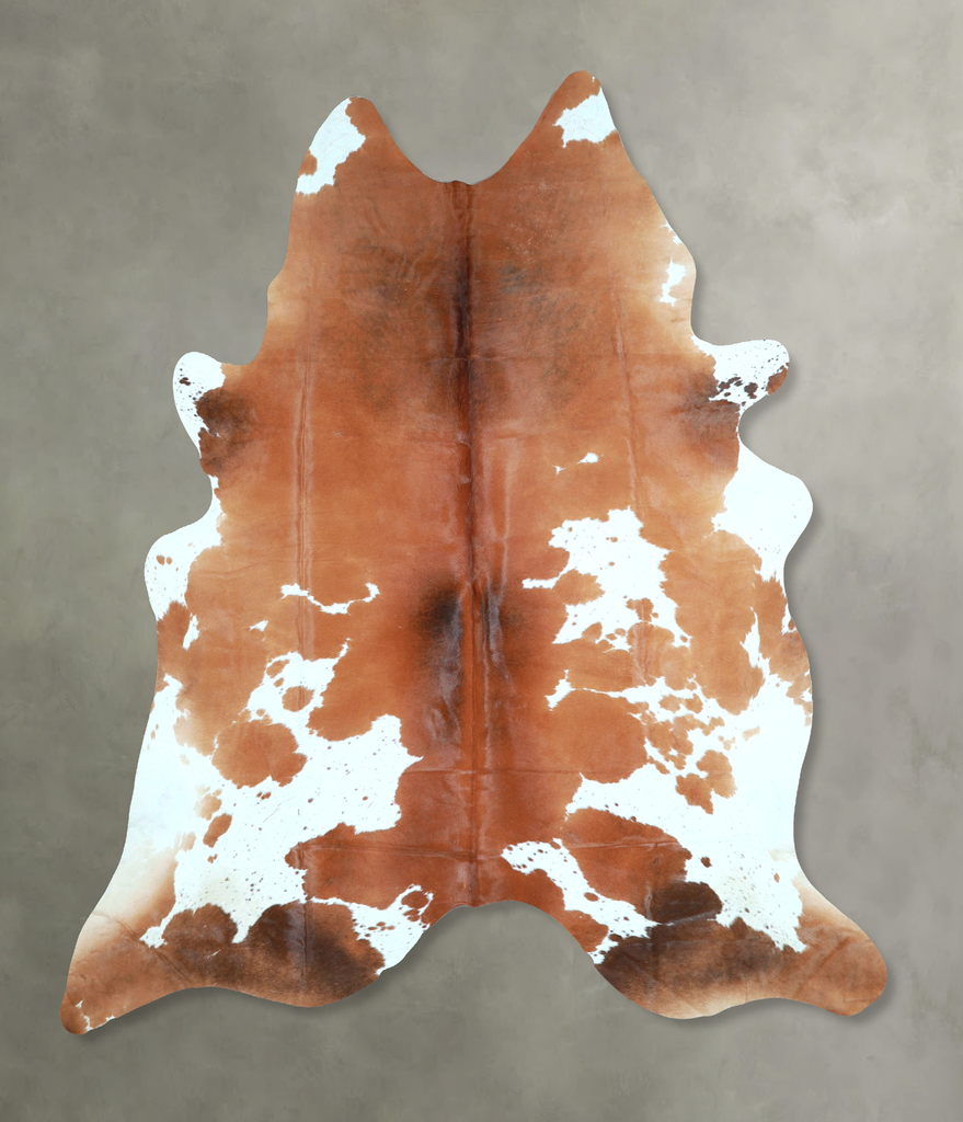 Brown and White XX-Large Brazilian Cowhide Rug 7'10"H x 7'0"W #A48369 by Hudson Hides