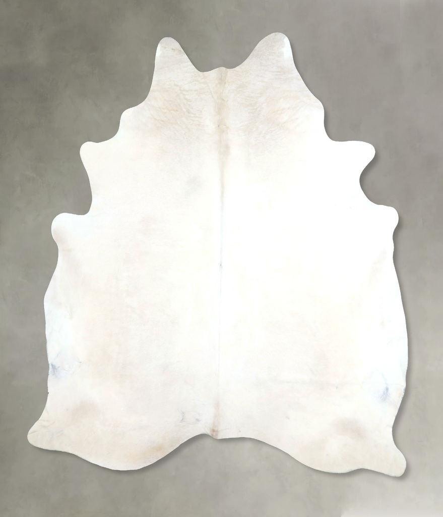 Ivory with Beige XX-Large Brazilian Cowhide Rug 7'8"H x 6'11"W #A48388 by Hudson Hides