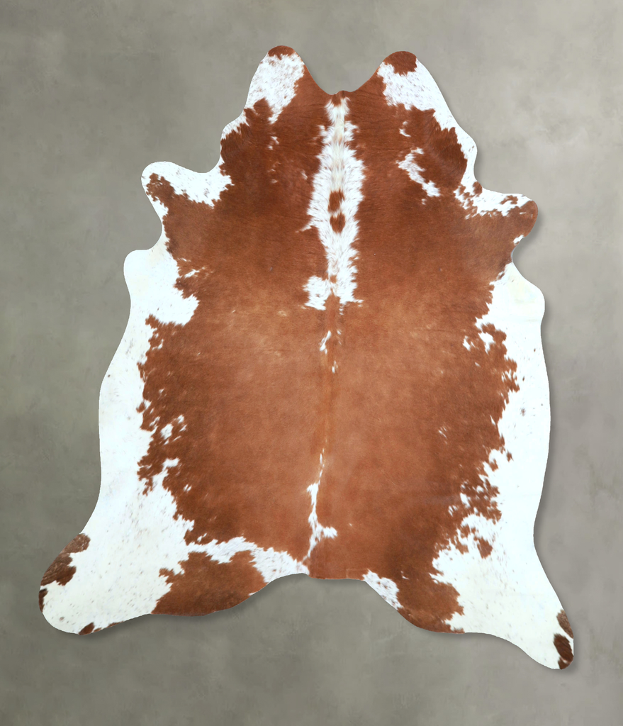 Brown and White Large Brazilian Cowhide Rug 6'1"H x 6'1"W #A48395 by Hudson Hides