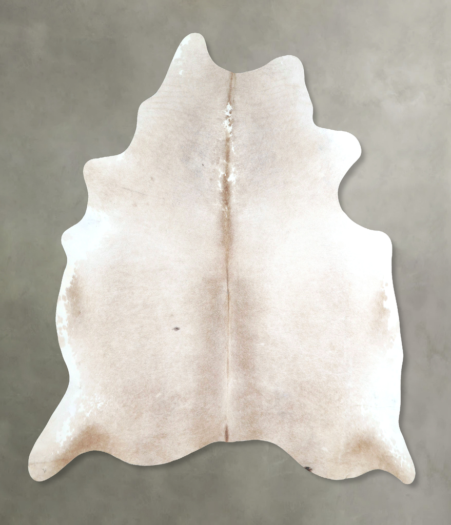 Ivory with Beige X-Large Brazilian Cowhide Rug 7'0"H x 6'2"W #A48396 by Hudson Hides