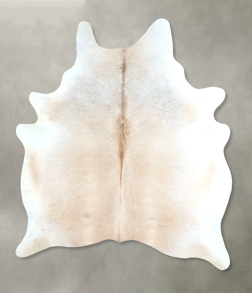 Ivory with Beige Large Brazilian Cowhide Rug 6'11"H x 5'8"W #A48430 by Hudson Hides