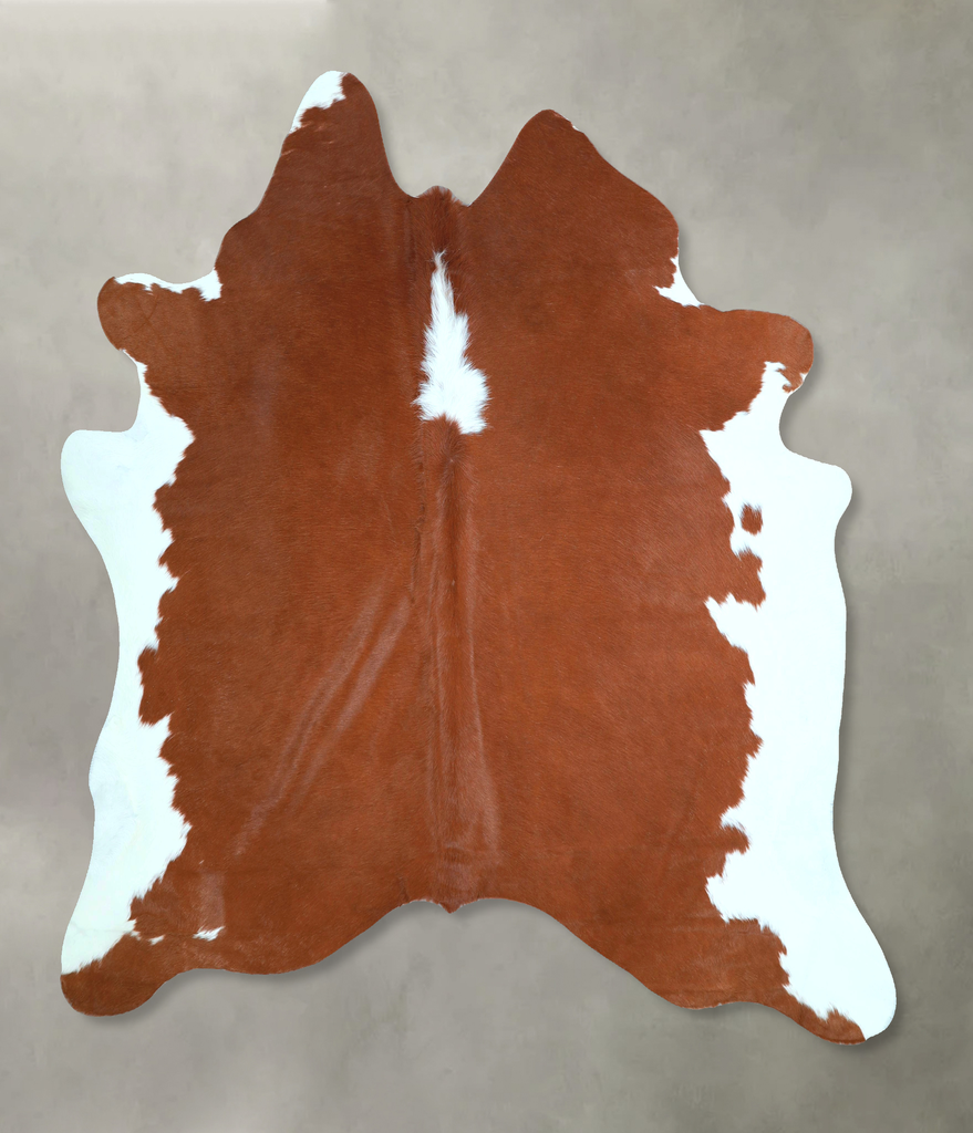 Brown and White Regular X-Large Brazilian Cowhide Rug 6'5"H x 6'3"W #A48441 by Hudson Hides