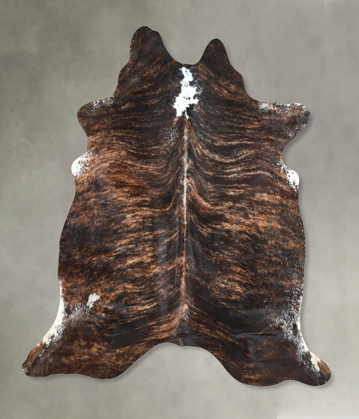 Dark Brindle Large Brazilian Cowhide Rug 6'6"H x 5'11"W #A48453 by Hudson Hides