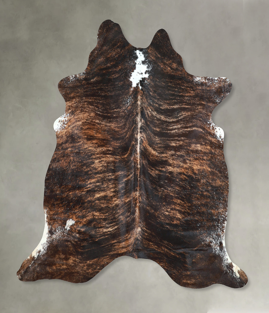 Dark Brindle Large Brazilian Cowhide Rug 6'6"H x 5'11"W #A48453 by Hudson Hides