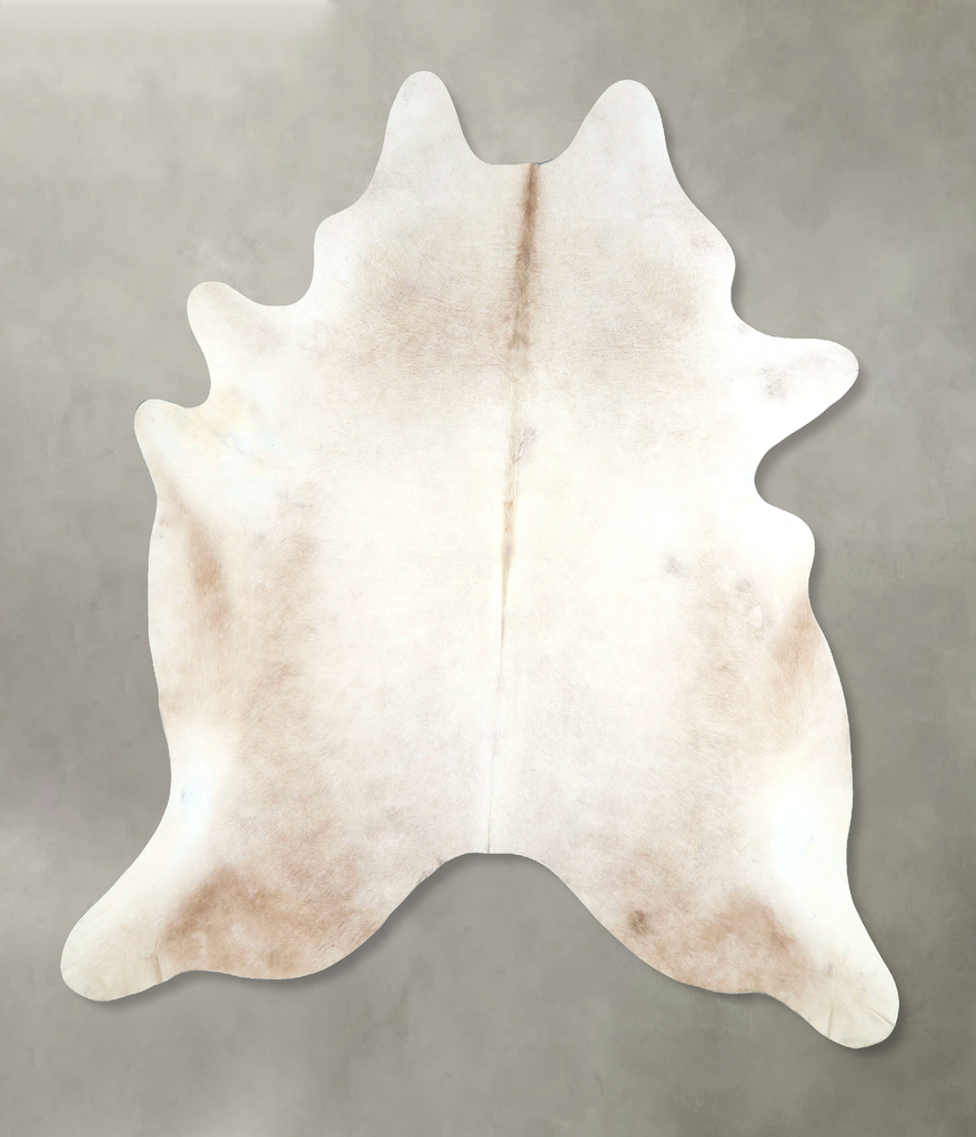 Ivory with Beige X-Large Brazilian Cowhide Rug 7'3"H x 6'6"W #A48464 by Hudson Hides