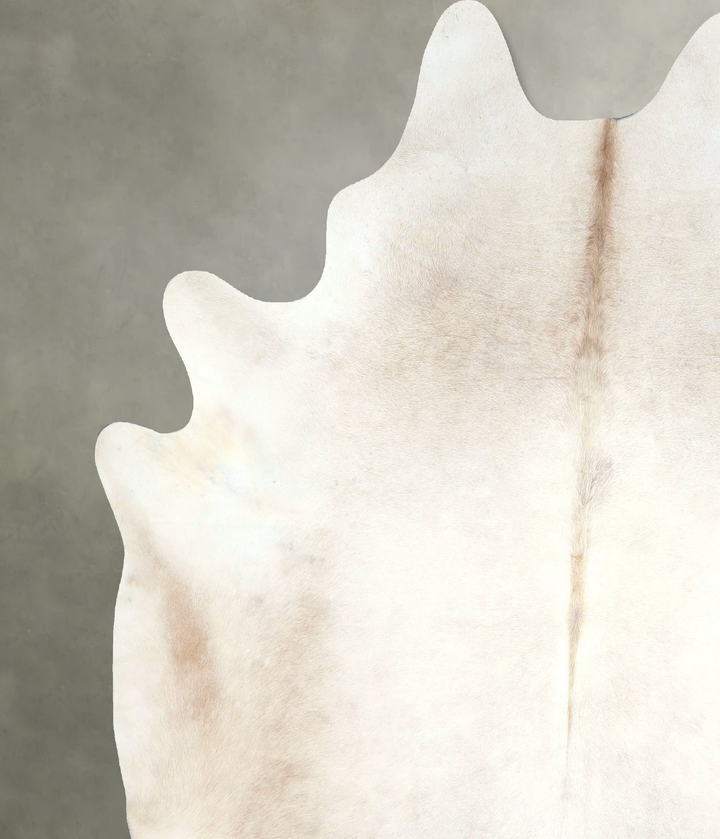 Ivory with Beige X-Large Brazilian Cowhide Rug 7'3"H x 6'6"W #A48464 by Hudson Hides