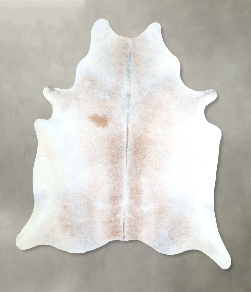 Ivory with Beige X-Large Brazilian Cowhide Rug 6'8"H x 6'1"W #A48499 by Hudson Hides