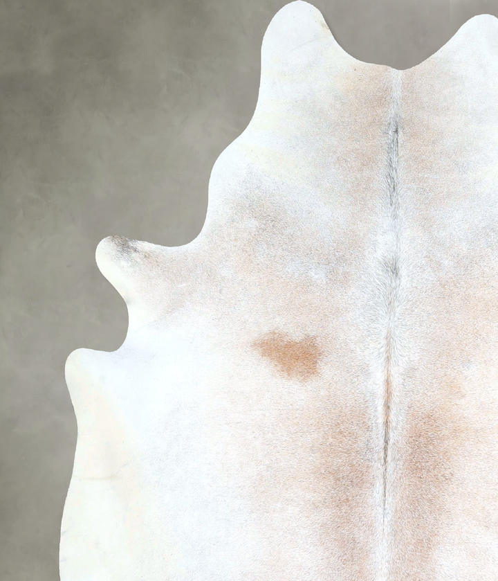 Ivory with Beige X-Large Brazilian Cowhide Rug 6'8"H x 6'1"W #A48499 by Hudson Hides