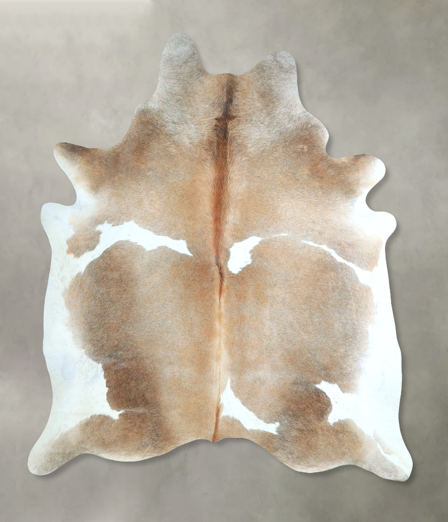 Grey with Beige X-Large Brazilian Cowhide Rug 7'5"H x 6'4"W #A48522 by Hudson Hides