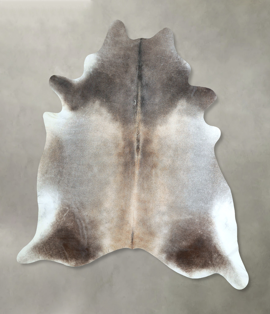 Grey with Beige XX-Large Brazilian Cowhide Rug 8'0"H x 6'11"W #A48527 by Hudson Hides