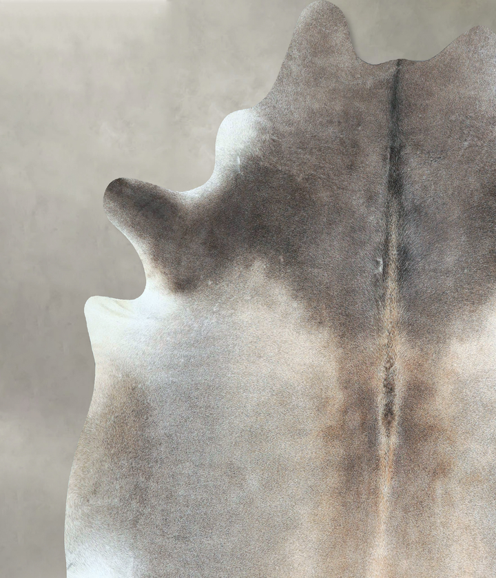 Grey with Beige XX-Large Brazilian Cowhide Rug 8'0"H x 6'11"W #A48527 by Hudson Hides