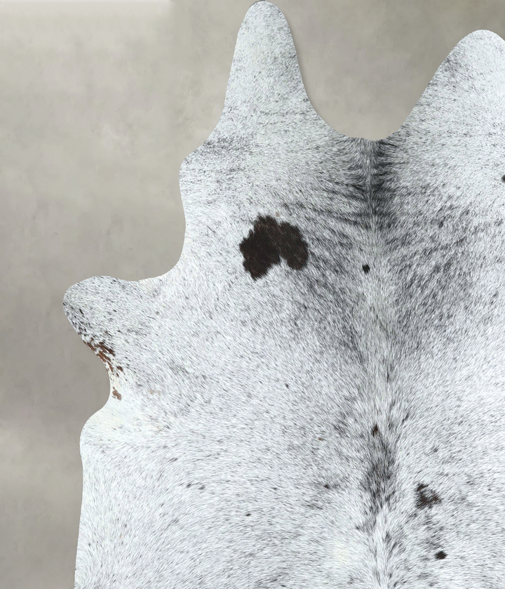 Salt and Pepper Black X-Large Brazilian Cowhide Rug 7'1"H x 6'4"W #A48559 by Hudson Hides