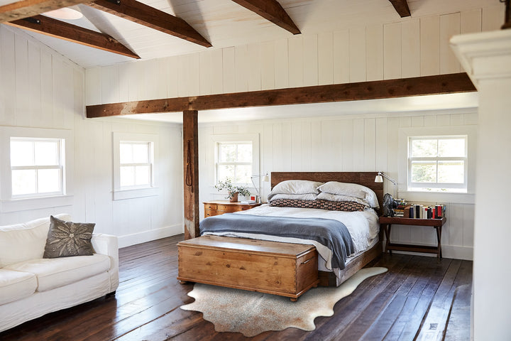 Grey with Beige X-Large Brazilian Cowhide Rug 6'10"H x 6'8"W #A48570 by Hudson Hides