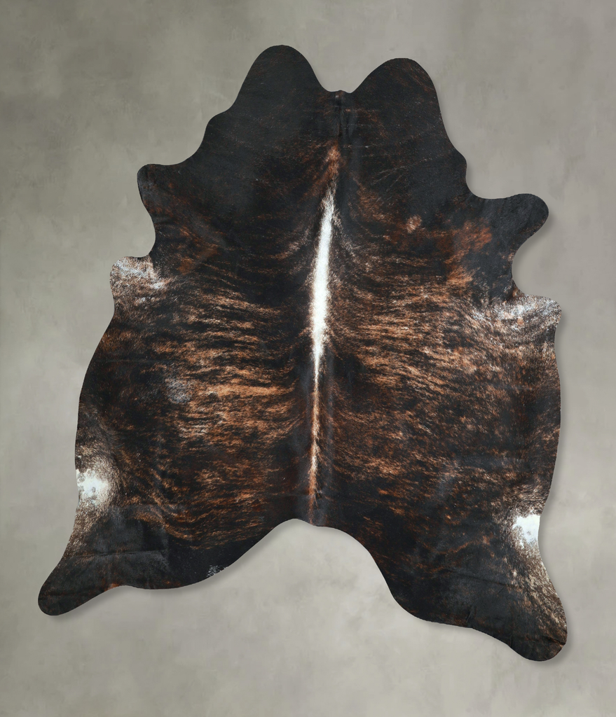 Dark Brindle X-Large Brazilian Cowhide Rug 7'4"H x 6'6"W #A48641 by Hudson Hides