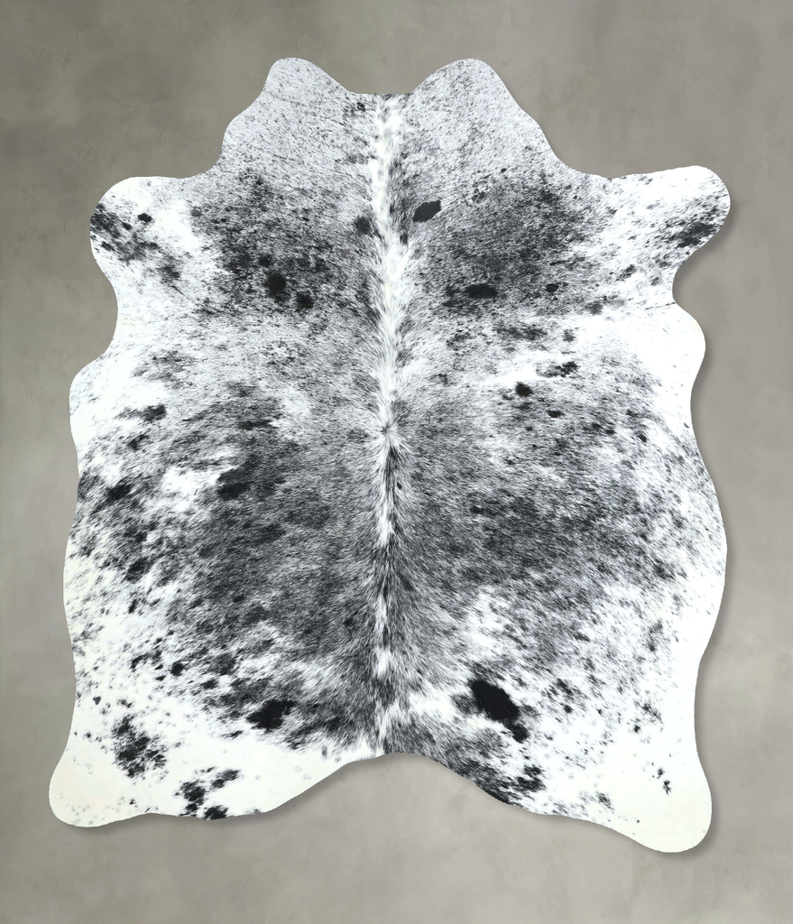 Salt and Pepper Black Medium Brazilian Cowhide Rug 5'5"H x 4'9"W #A48690 by Hudson Hides
