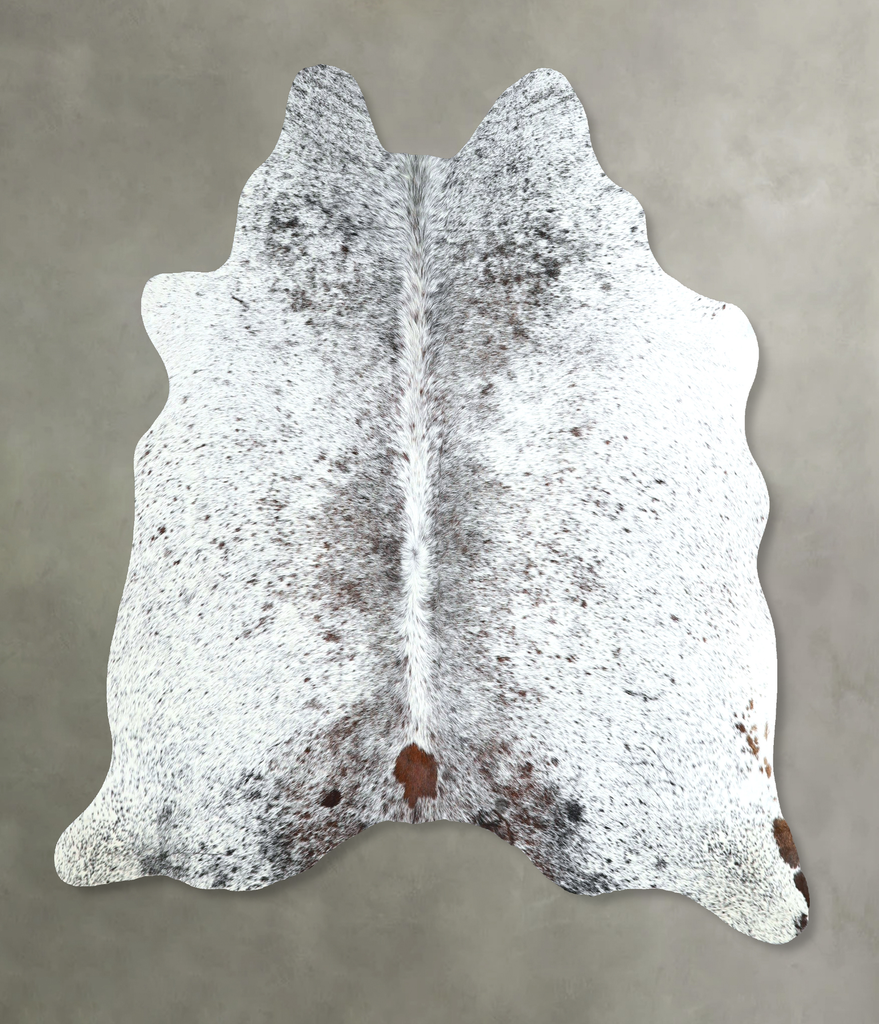 Salt and Pepper Black Medium Brazilian Cowhide Rug 5'6"H x 5'3"W #A48691 by Hudson Hides