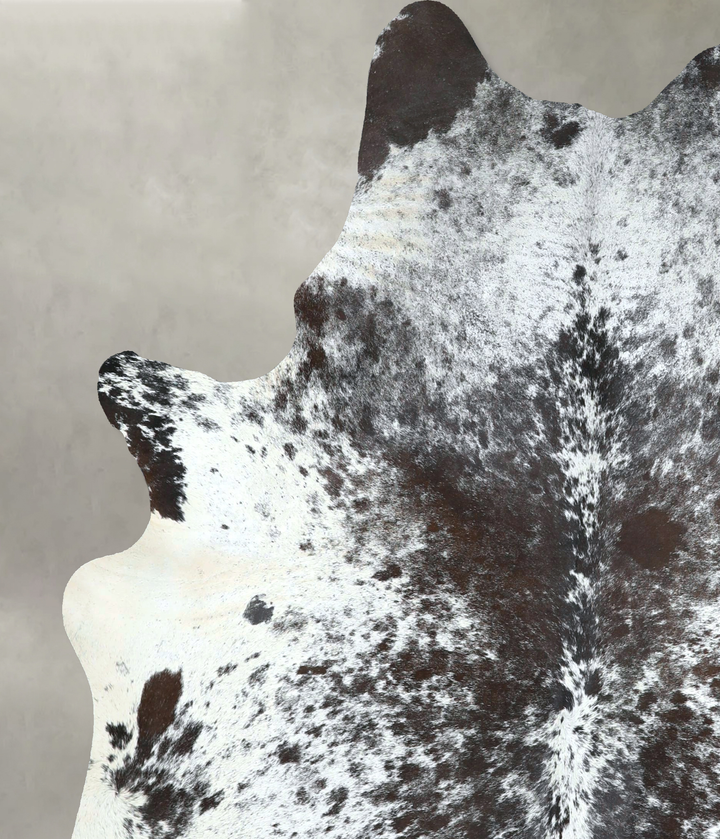 Salt and Pepper Black Large Brazilian Cowhide Rug 6'7"H x 5'10"W #A48712 by Hudson Hides