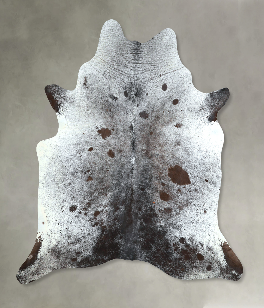 Salt and Pepper Brown X-Large Brazilian Cowhide Rug 7'1"H x 6'5"W #A48724 by Hudson Hides