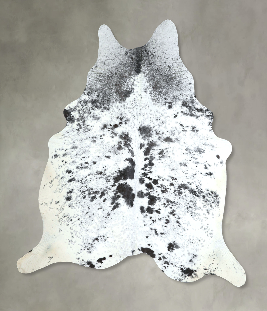 Salt and Pepper Black X-Large Brazilian Cowhide Rug 7'3"H x 6'9"W #A48749 by Hudson Hides