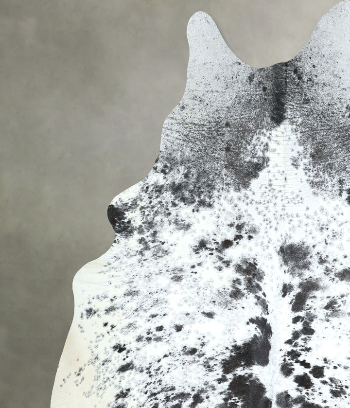 Salt and Pepper Black X-Large Brazilian Cowhide Rug 7'3"H x 6'9"W #A48749 by Hudson Hides