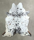 Salt and Pepper Black X-Large Brazilian Cowhide Rug 7'1"H x 6'2"W #A48750 by Hudson Hides