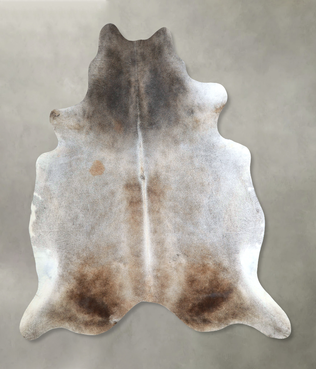Grey with Beige X-Large Brazilian Cowhide Rug 7'5"H x 6'8"W #A48760 by