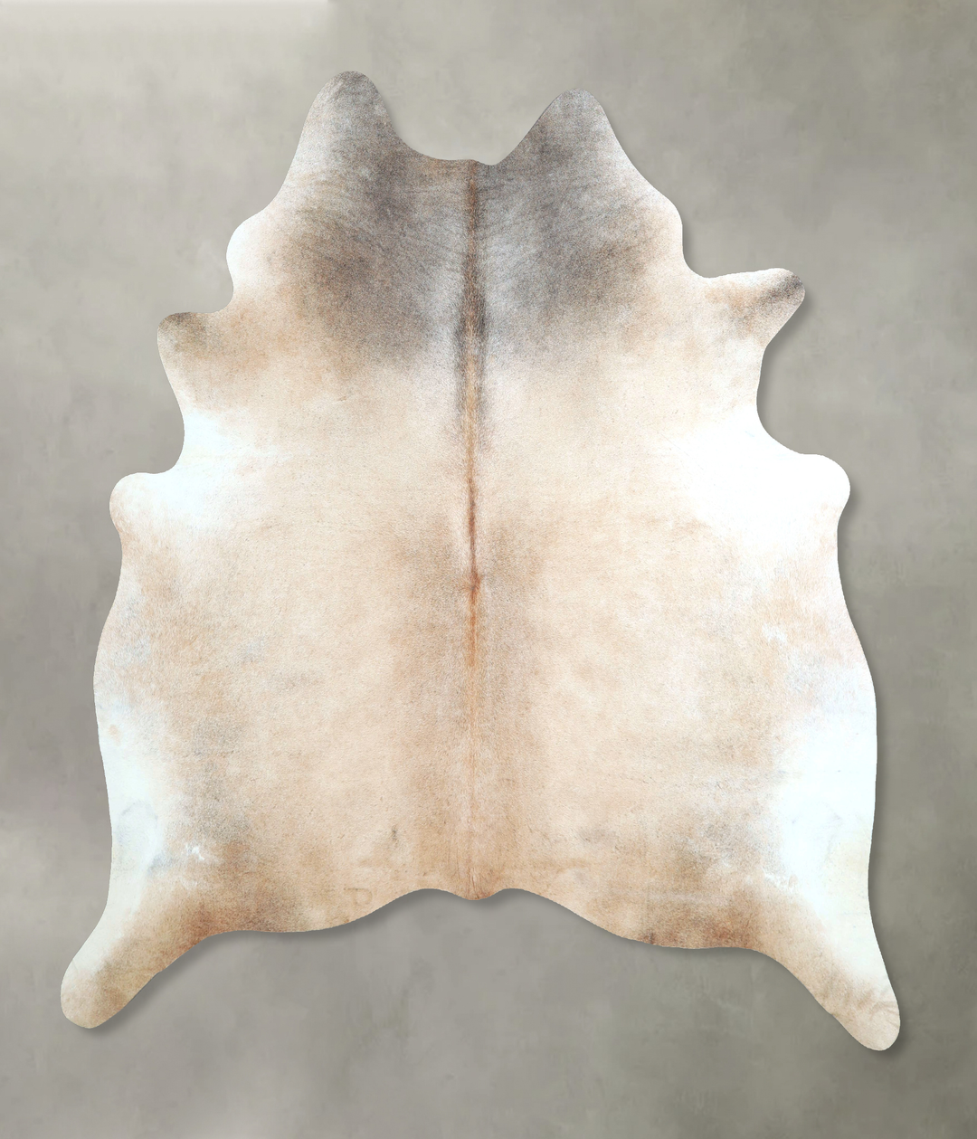 Grey with Beige X-Large Brazilian Cowhide Rug 7'1"H x 6'7"W #A48767 by